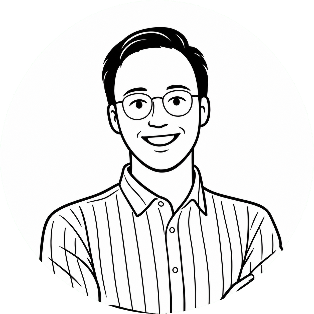 Illustrated portrait of an Omnisrank team member wearing glasses